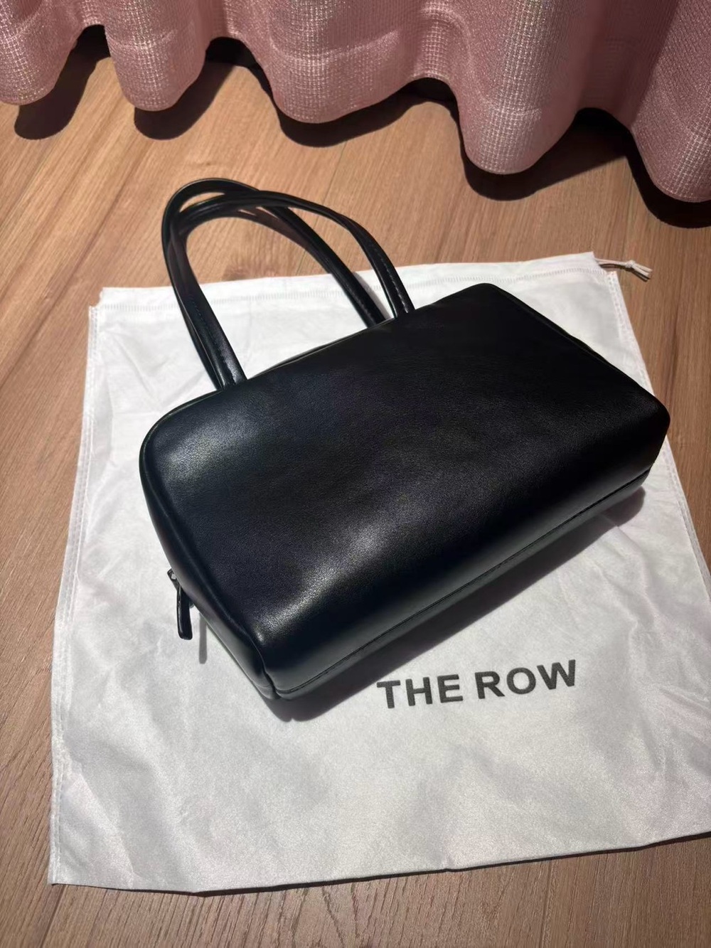 The Row Black Leather Top-Handle Messenger